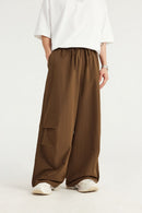 A-Line Tailored Wide-Leg Pants - Brown