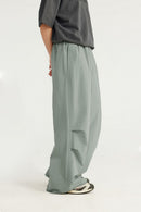 A-Line Tailored Wide-Leg Pants - Grayish Green
