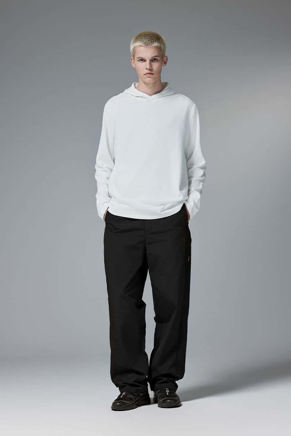Abrasion-Resistant CORDURA Straight-Leg Cargo Pants in Black - full-length front modeled view