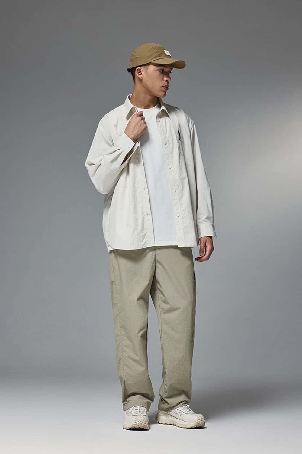 Abrasion-Resistant CORDURA Straight-Leg Cargo Pants in Trunk Brown - full-length front modeled view