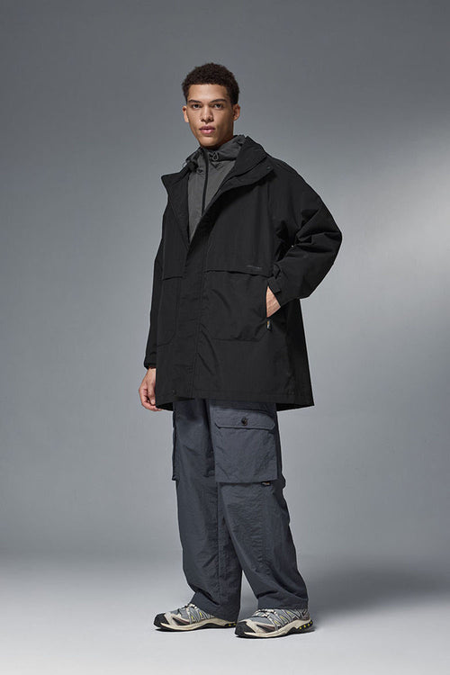 CORDURA Hooded Longline Windbreaker - Black