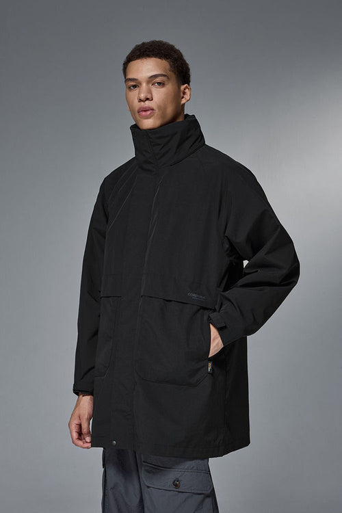 CORDURA Hooded Longline Windbreaker - Black