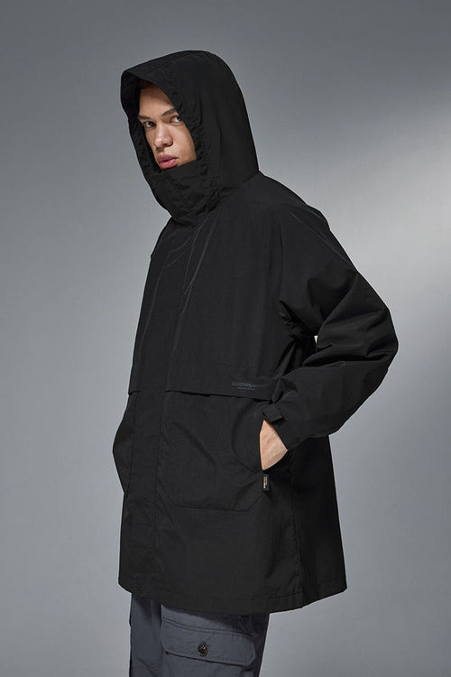 CORDURA Hooded Longline Windbreaker - Black