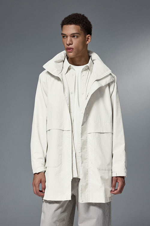 CORDURA Hooded Longline Windbreaker - White