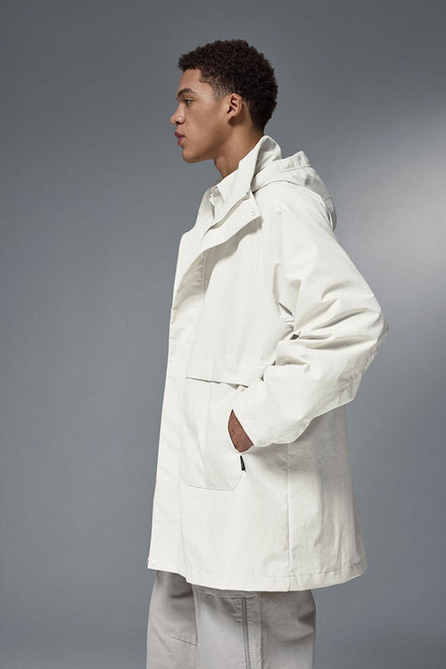 CORDURA Hooded Longline Windbreaker - White