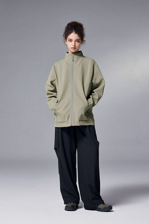 Performance Fleece Zip-Up Stand Collar Jacket - Green