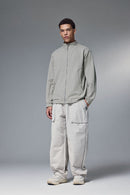 Performance Fleece Zip-Up Stand Collar Jacket - Layered Rock Gray