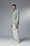 Performance Fleece Zip-Up Stand Collar Jacket - Layered Rock Gray