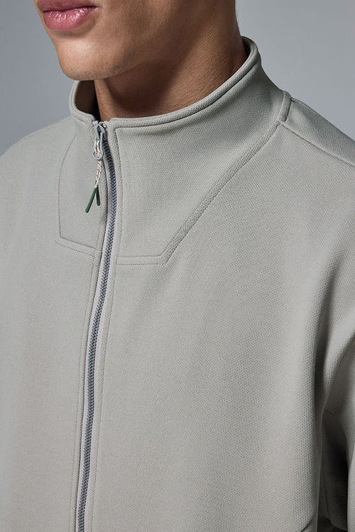 Performance Fleece Zip-Up Stand Collar Jacket - Layered Rock Gray
