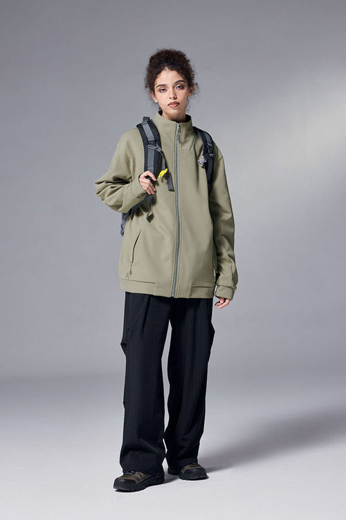 Performance Fleece Zip-Up Stand Collar Jacket - Green