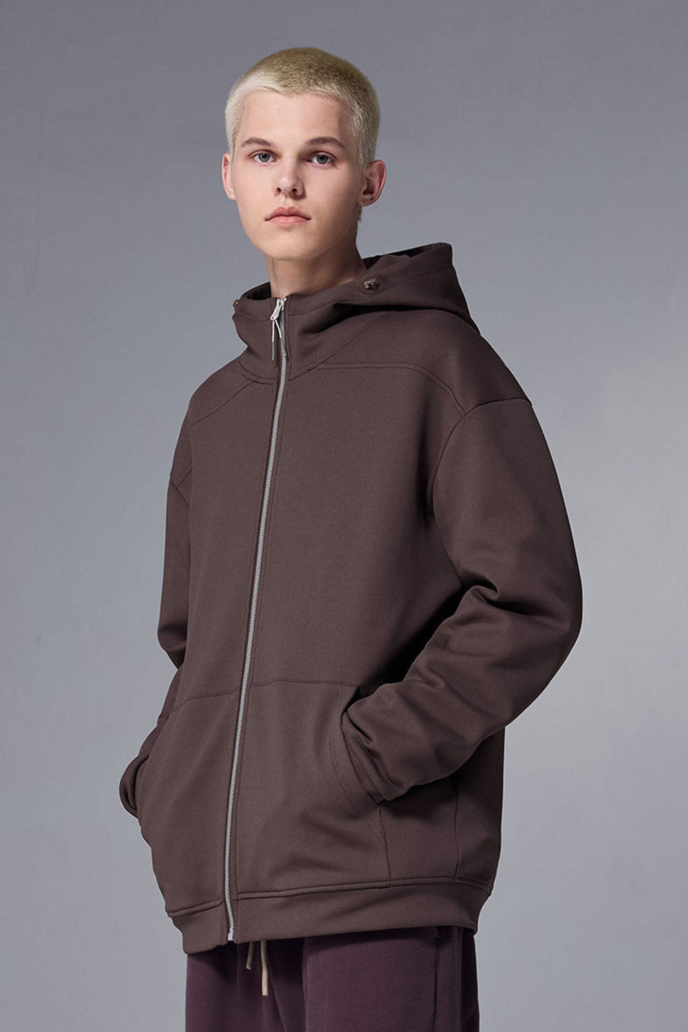 Men's Intelligent Temperature Control Fleece Zip-Up Hoodie 380g Loose Sweatshirt