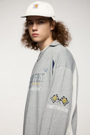 Puff-Print Vintage Athletic Long-Sleeve Tee - Flower Gray
