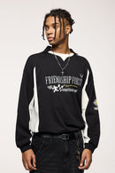 Puff-Print Vintage Athletic Long-Sleeve Tee - Black