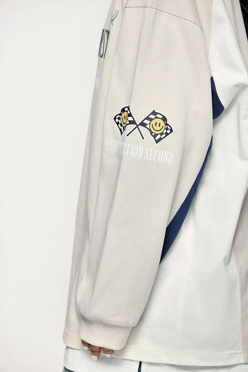 Puff-Print Vintage Athletic Long-Sleeve Tee - Apricot