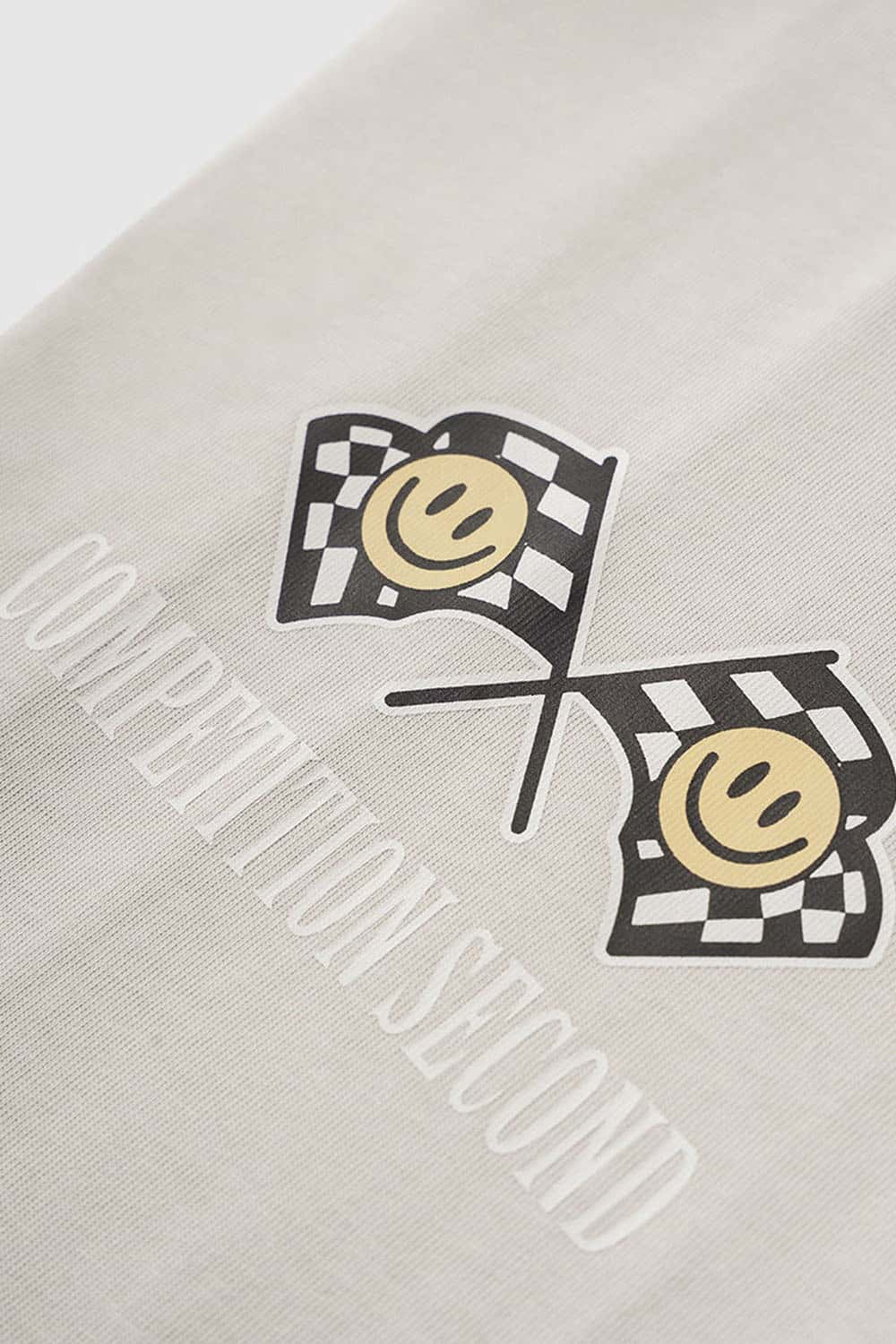 Layered-Collar Puff-Print Graphic Long-Sleeve T-Shirt in Apricot - graphic detail