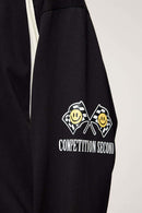 Layered-Collar Puff-Print Graphic Long-Sleeve T-Shirt in Black - product detail close-up