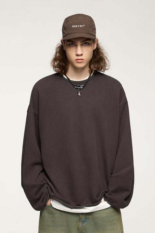 Fleece Crewneck Sweatshirt - Brown