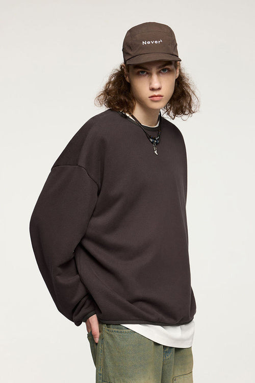 Fleece Crewneck Sweatshirt - Brown
