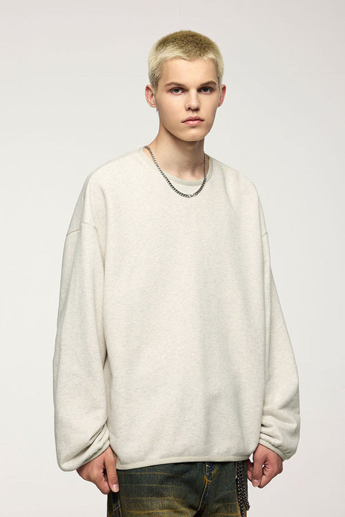 Fleece Crewneck Sweatshirt - Flower Gray