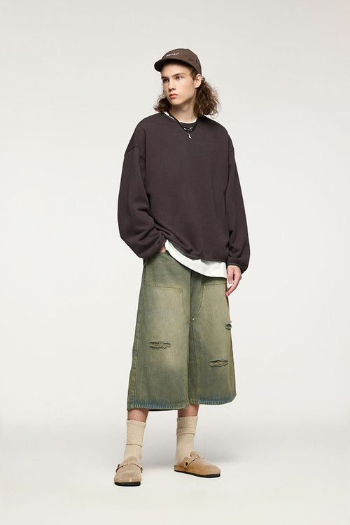 Fleece Crewneck Sweatshirt - Brown