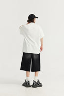 Vintage Washed Wide-Leg Cropped Denim - Charcoal Gray