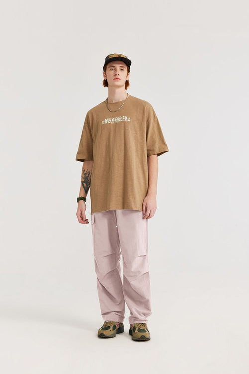 Rugged Utility Straight-Leg Pants - Grayish Pink