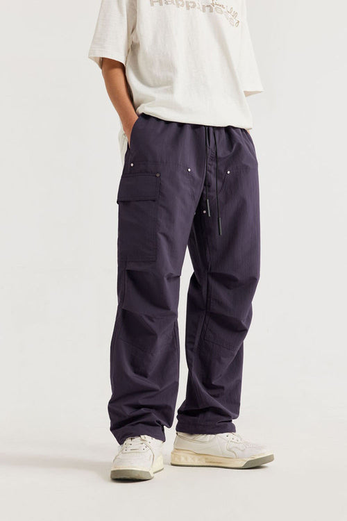 Rugged Utility Straight-Leg Pants - Purple