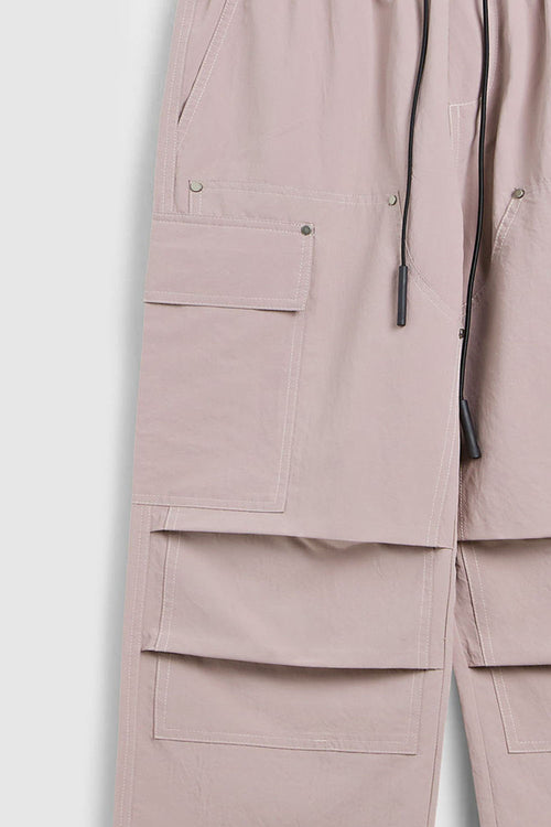 Rugged Utility Straight-Leg Pants - Grayish Pink