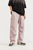Rugged Utility Straight-Leg Pants - Grayish Pink