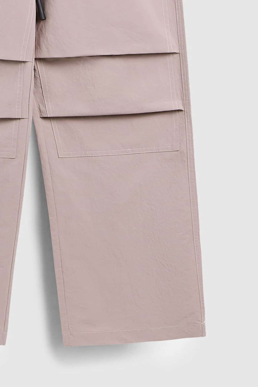 Breathable Multi-Pocket Straight-Leg Utility Pants in Grayish Pink - product detail close-up
