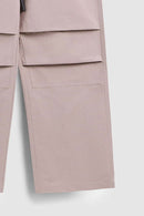Breathable Multi-Pocket Straight-Leg Utility Pants in Grayish Pink - product detail close-up
