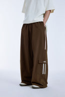 Tailored Wide-Leg Striped Trousers - Coffee