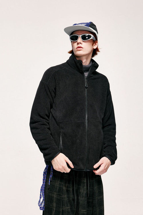 Windproof Sherpa Fleece Jacket - Black
