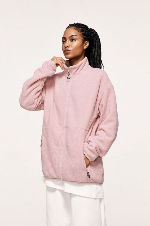 Windproof Sherpa Fleece Jacket - Pale Pink