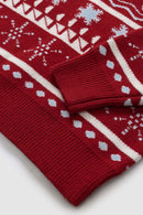 Plush Graphic Pullover Sweater - Red