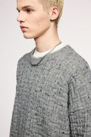 Marled Waffle Knit Crewneck Sweater - Flower Gray