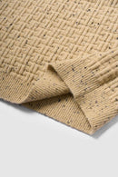 Abrasion-Resistant Flecked Geometric-Knit Crewneck Sweater in Milk Tea - cuff and hem detail