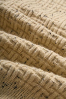 Abrasion-Resistant Flecked Geometric-Knit Crewneck Sweater in Milk Tea - fabric texture close-up