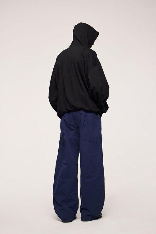 Double-Layer Brushed Cotton Hoodie - Active Black