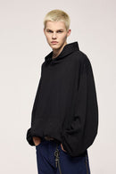 Double-Layer Brushed Cotton Hoodie - Active Black