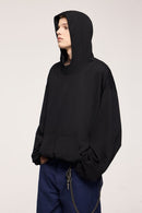 Double-Layer Brushed Cotton Hoodie - Active Black