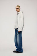 Double-Layer Brushed Cotton Hoodie - Flower Gray