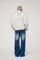 Double-Layer Brushed Cotton Hoodie - Flower Gray