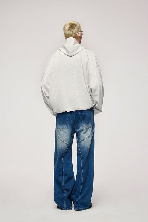 Double-Layer Brushed Cotton Hoodie - Flower Gray
