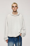 Double-Layer Brushed Cotton Hoodie - Flower Gray