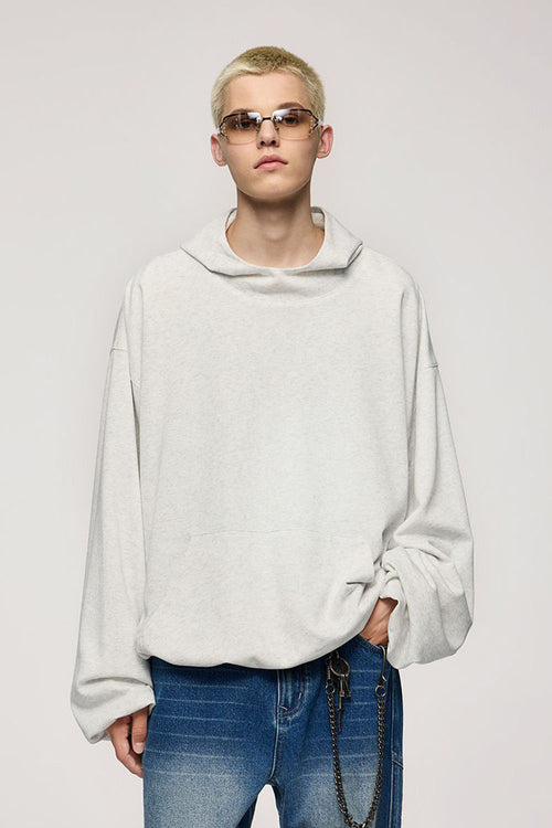 Double-Layer Brushed Cotton Hoodie - Flower Gray