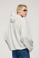 Double-Layer Brushed Cotton Hoodie - Flower Gray