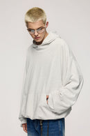 Double-Layer Brushed Cotton Hoodie - Flower Gray