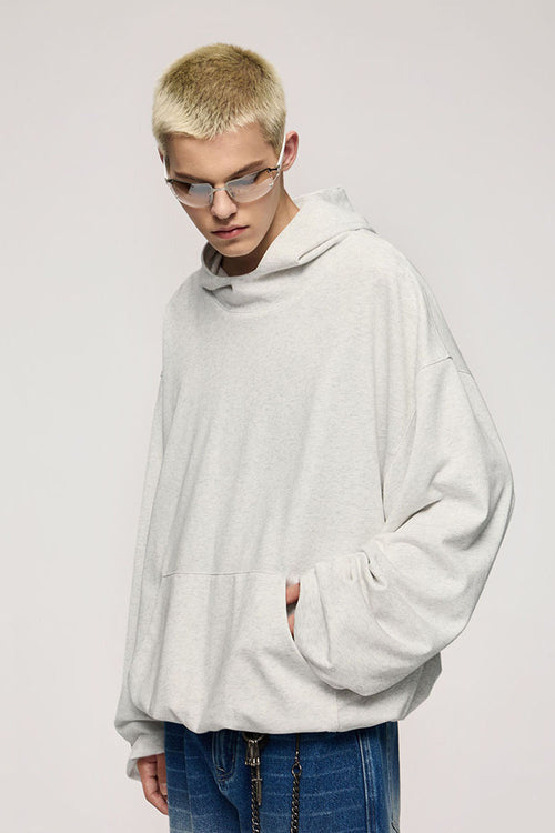 Double-Layer Brushed Cotton Hoodie - Flower Gray
