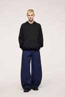 Double-Layer Brushed Cotton Hoodie - Active Black